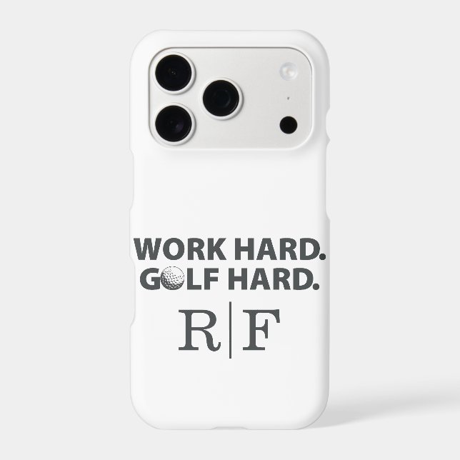 Funny Golf Dad Monogram Work Hard Golf Hard Initia (Back)