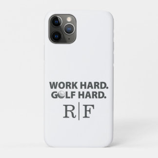 Funny Golf Dad Monogram Work Hard Golf Hard Initia Case-Mate iPhone Case