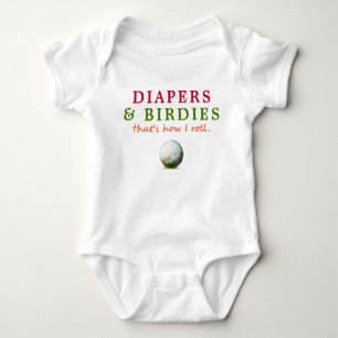 Funny Golf Diapers and Birdies Baby Bodysuit