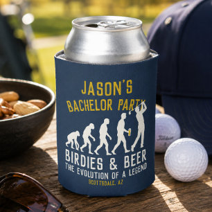 Funny Golf Evolution Bachelor Party Birdies Beer Can Cooler