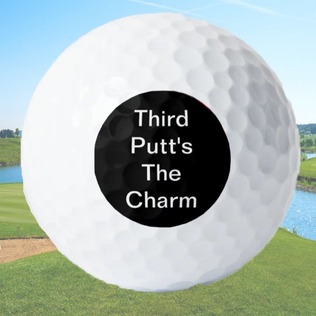 Funny Golf Gift Joke Third Putt's The Charm Black Golf Balls (Creator Uploaded)