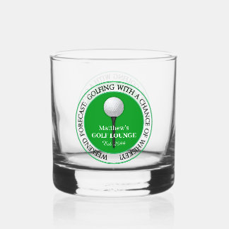 Funny Golf Golfing Golfer Ball Tee Rocks Drink Whiskey Glass