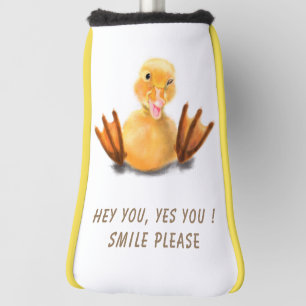 Funny Golf Head Cover Happy Duck - Custom Text