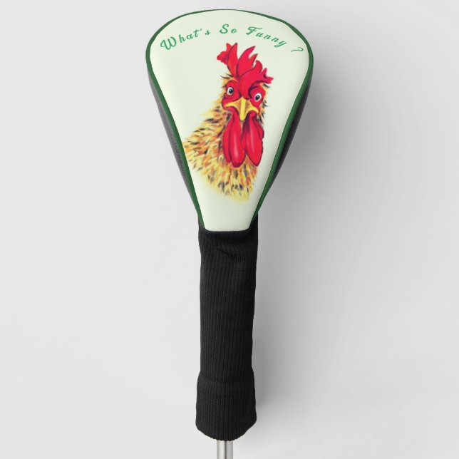 Funny Golf Head Cover Surprised Rooster Your Text (Front)