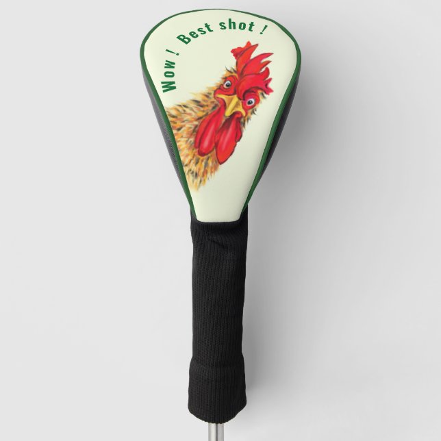 Funny Golf Head Cover with Surprised Rooster (Front)