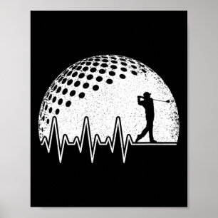 Funny Golf Heartbeat Golf Player Vintage Golfer  Poster