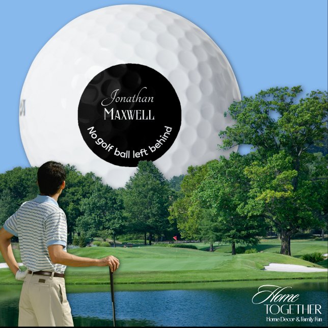 Funny Golf Joke Custom Names Black White Minimal Golf Balls (Funny Golf Humor Personalized Names Golf Ball)