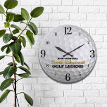 Funny Golf Legend Golf Ball Personalised Large Clock<br><div class="desc">Fun,  personalised golf ball on this custom wall clock.  The perfect gift for any golf lover.</div>