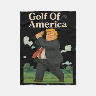 Funny Golf Of America Donald Trump Pun Fleece Blanket