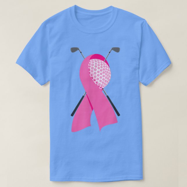Funny Golf Pink Ribbon Breast Cancer Awareness Sup T-Shirt (Design Front)
