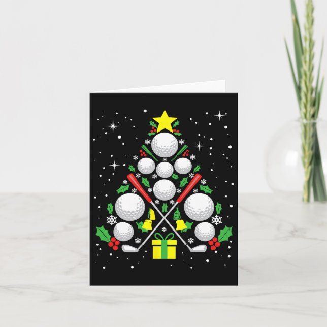 Funny Golf Player Xmas Lights Golf Christmas Tree  Card (Front)