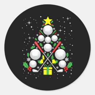 Funny Golf Player Xmas Lights Golf Christmas Tree  Classic Round Sticker
