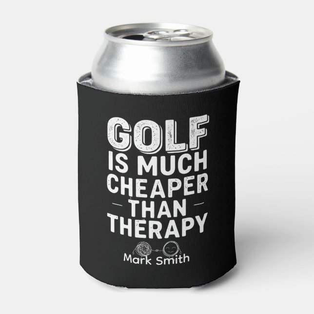 Funny Golf Quote Can Cooler on Golf Course Green  (Can Front)