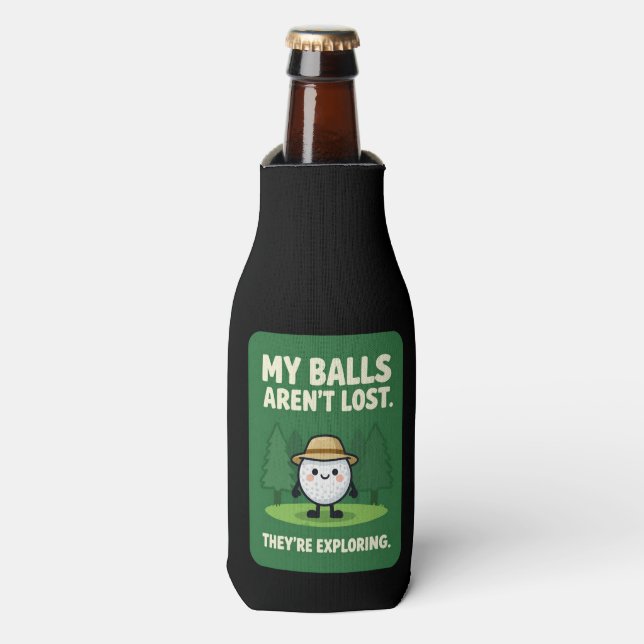 Funny Golf Quote Can Cooler on Golf Course Green  (Bottle Front)