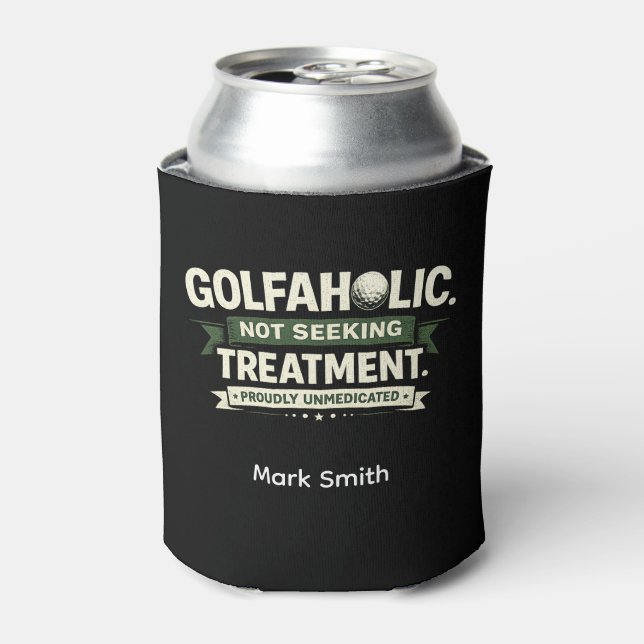 Funny Golf Quote Can Cooler on Golf Course Green  (Can Front)
