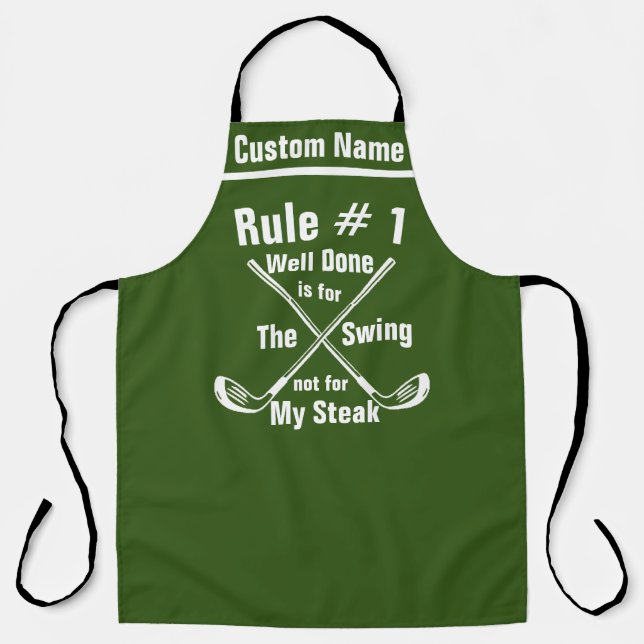 Funny Golf Rules Apron - Personalised Kitchen Gift (Front)