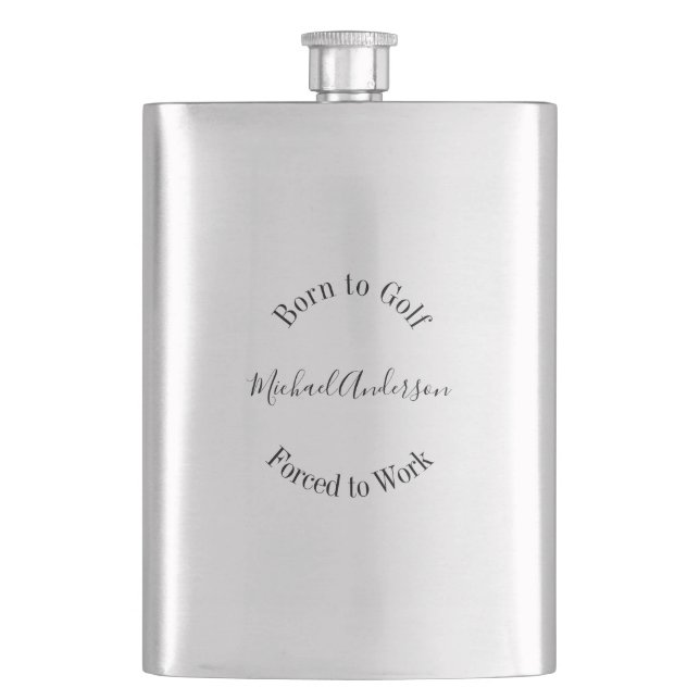 Funny Golf Saying Black  White Simple Minimalist   Hip Flask (Front)