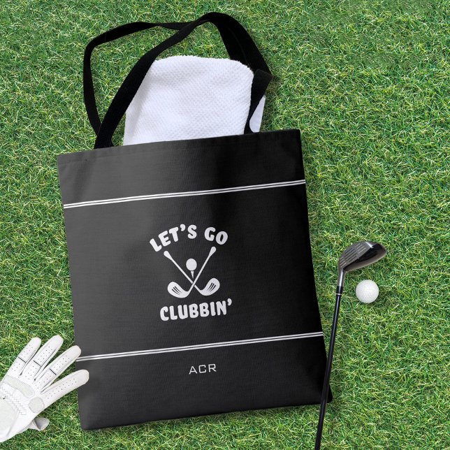  Funny Golf Saying Modern Black  Tote Bag (Funny Golfer Golf Club Humor Modern Sports Black Tote Bag)