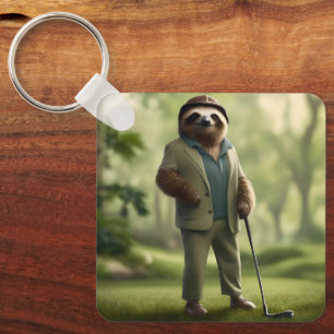 Funny Golf Sloth, Key Ring