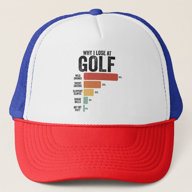 Funny Golf Sport Why I Lose At Golfing Game Retro  Trucker Hat (Front)