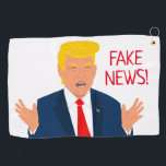 Funny golf towel gift with Donald Trump cartoon<br><div class="desc">Funny golf towel gift with Donald Trump cartoon. Personalised presents for him or her. Humourous golfing gifts for men and women. Fun Christmas or Birthday gift ideas for golfer, husband, dad, father, friend, co worker, boss, colleague, coach, instructor, trainer, teacher, grandpa, retired person, golf lover, republican etc. Add your own...</div>