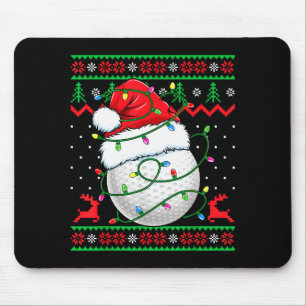 Funny Golf Ugly Christmas Sweater Womens Mens Golf Mouse Pad