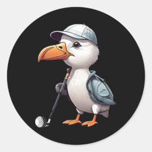Funny Golfer Albatross Bird Golf Player Game Gift  Classic Round Sticker