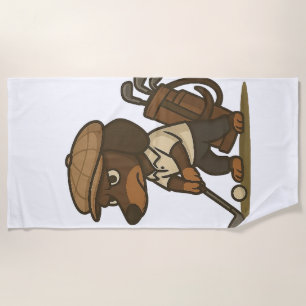 Funny Golfer Gift � Dachshund on the Tee Beach Towel