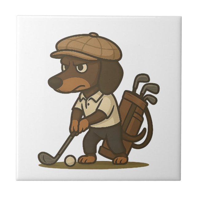 Funny Golfer Gift � Dachshund on the Tee Tile (Front)