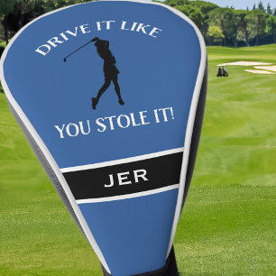Funny Golfer Humour For Her Monogram Sports Blue  Golf Head Cover