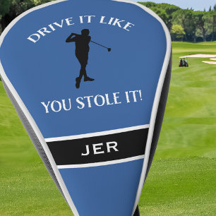 Funny Golfer Humour For Him Monogram Sports Blue G Golf Head Cover