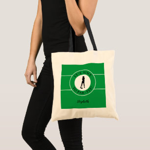 Funny Golfer Par Tee Time Golf Cute Green Black Tote Bag