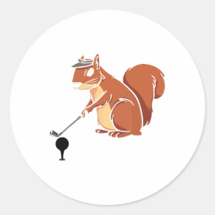 Funny Golfer Squirrel With A Golf Club - Golfing S Classic Round Sticker