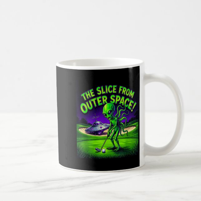 Funny golfing alien the slice from outer space coffee mug (Right)
