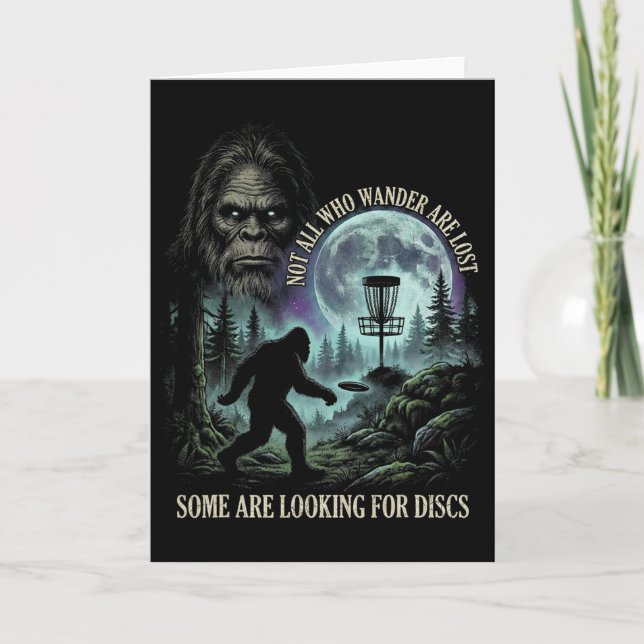 Funny Golfing Bigfoot Disc Golf Player 90s Graphic Card (Front)