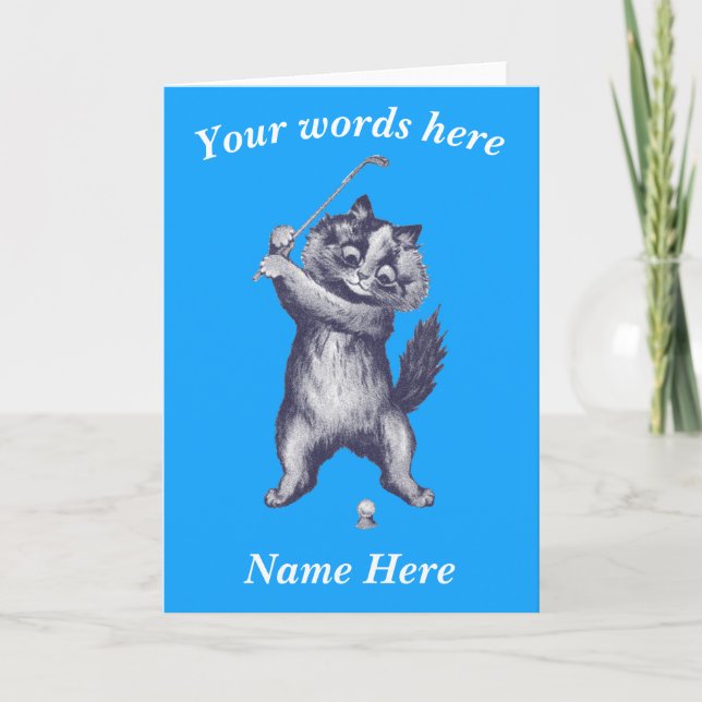 funny golfing cat Customisable Card (Front)