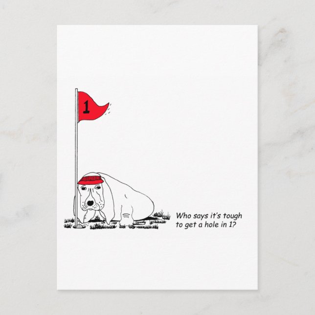 Funny Golfing Dog Postcard (Front)