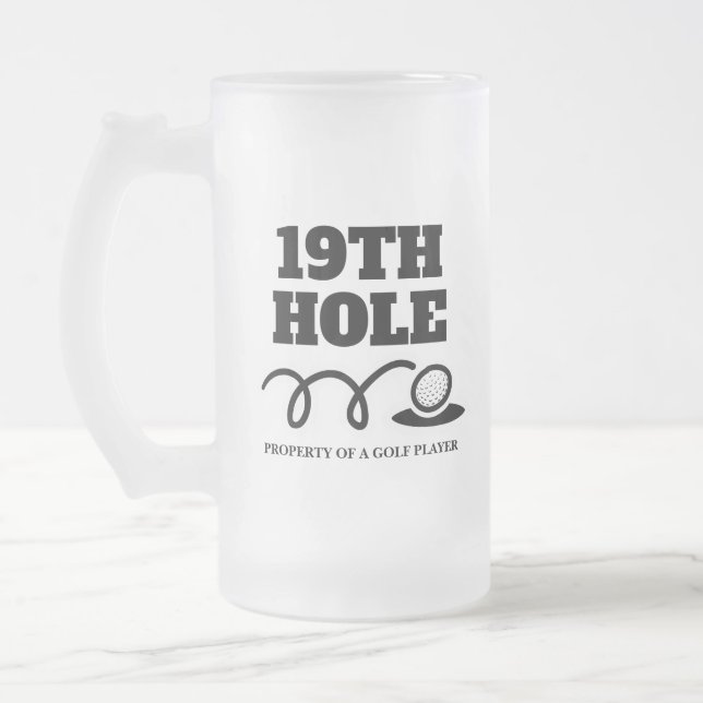 Funny golfing joke 19th hole beer mug gift for men (Left)