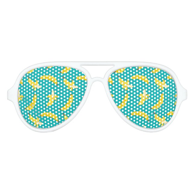 Funny Gone Bananas illustrated pattern Aviator Sunglasses (Front)