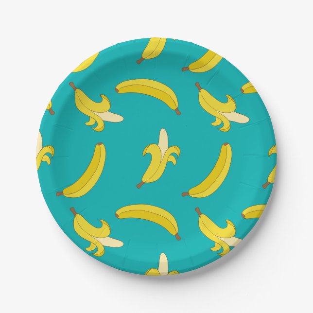 Funny Gone Bananas illustrated pattern Paper Plate (Front)