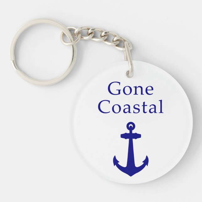Funny Gone Coastal Nautical Blue Anchor Key Ring (Front)