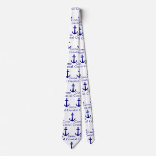 Funny Gone Coastal Nautical Blue Anchor Tie
