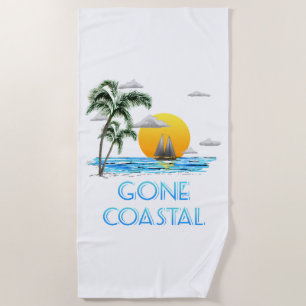 Funny Gone Coastal Nautical Sailing Sunset Beach Towel