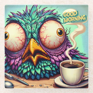 Funny Good Morning Bird Glass Coaster