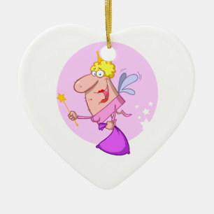 funny goofy fairy godmother cartoon character ceramic tree decoration