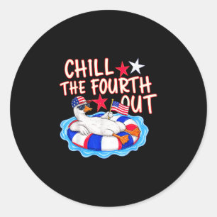 Funny goose american flag 4th of july chill the classic round sticker