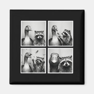Funny goose and raccoon photobooth friends chaos magnet