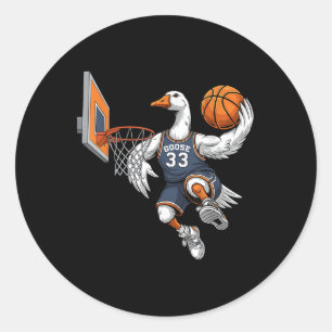 Funny Goose Basketball Player Slam Dunk Lovers Spo Classic Round Sticker
