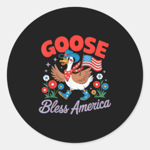 Funny Goose Bless America Independence Day Patriot Classic Round Sticker