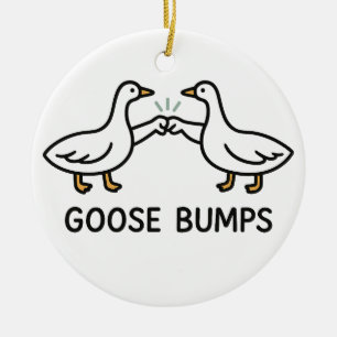 Funny Goose Bumps Cartoon   Fist Bump Geese Animal Ceramic Tree Decoration
